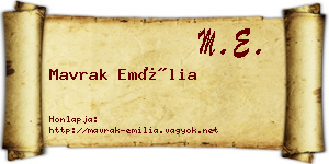 Mavrak Emília névjegykártya